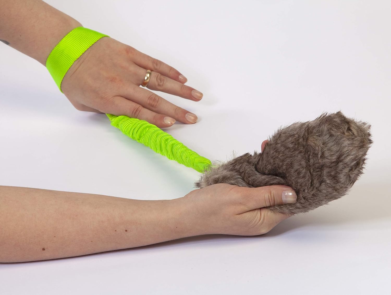 DINGO Fleece Dog Toy Artificial Fur Racer Squeaky Teaser Dog Wand 55 cm Long Bungee Handle for Agility Dog Training, Reward - Image 3
