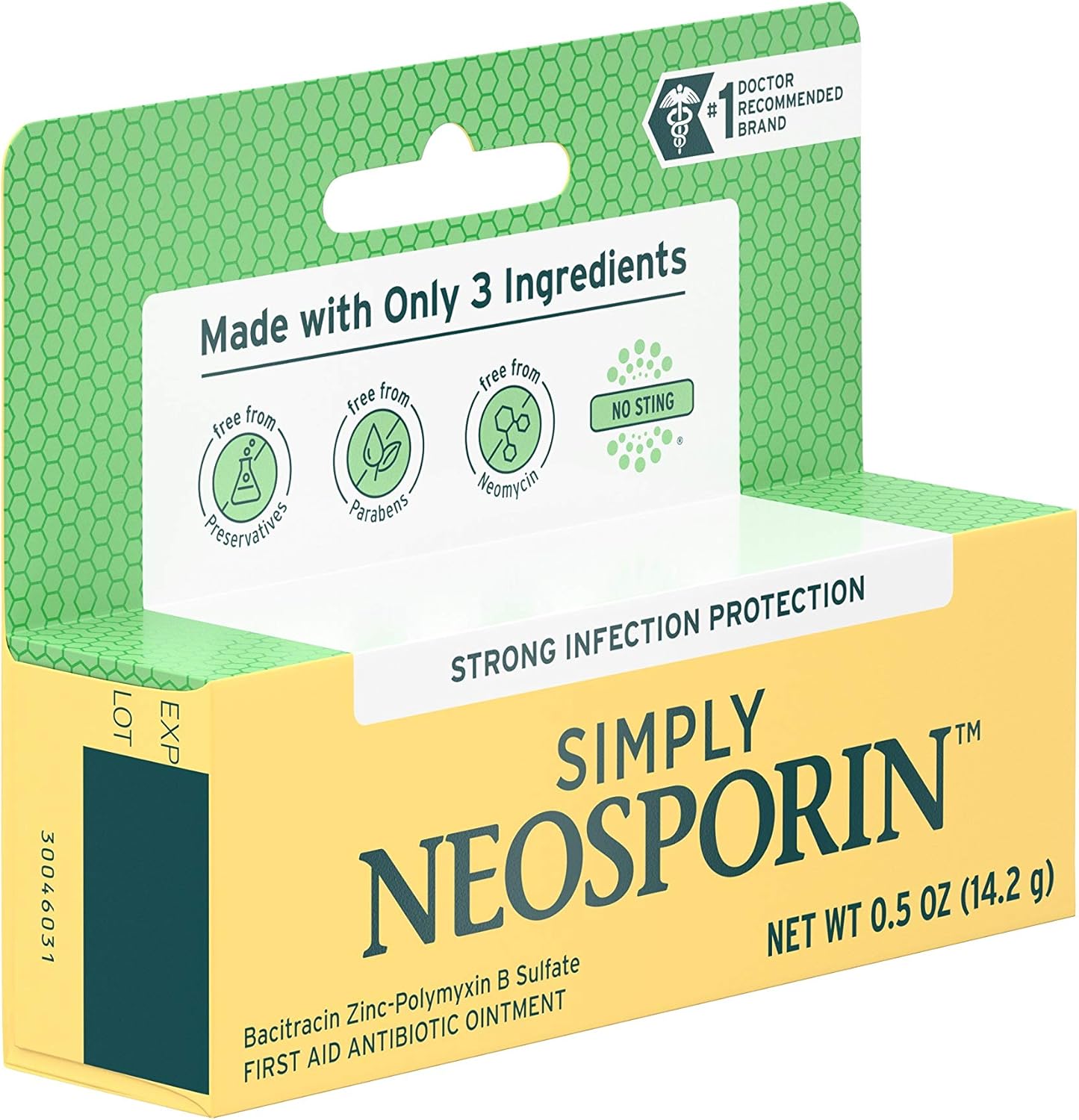 Simply Neosporin Formula 3-Ingredient First Aid Antibiotic Ointment and Wound Care Treatment with Bacitracin Zinc and Polymyxin B Sulfate, Preservative-, Paraben- and Neomycin-Free, 0.5 oz: Health & Personal Care