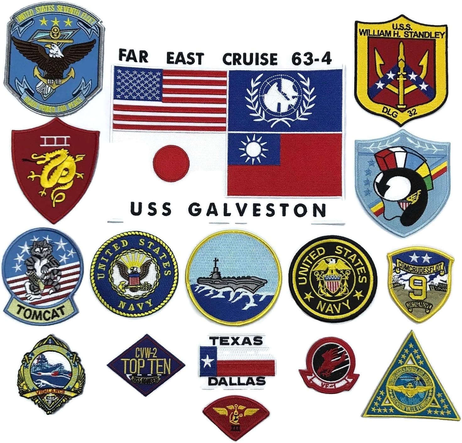 thecostumebase Top Gun Fighter Fliegerjacke AufbügelPatchSet mit 16