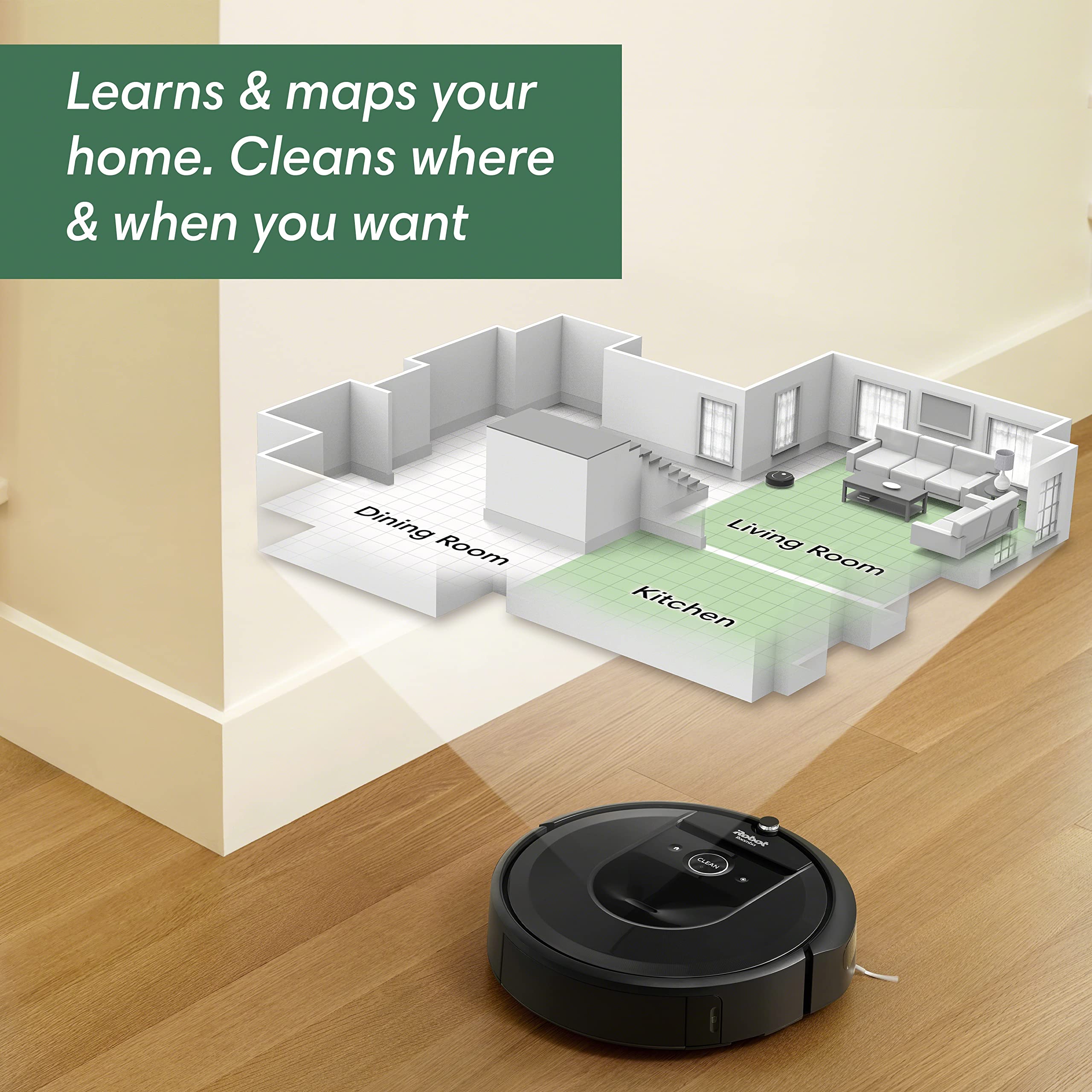 iRobot Roomba i7 (7150) Robot Vacuum- Wi-Fi Connected, Smart Mapping, Works with Alexa, Ideal for Pet Hair, Works with Clean Base - View 8