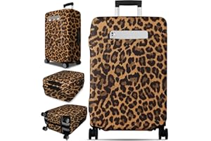 Slohif Luggage Cover for Suitcase Tsa Approved Protector - Leopard Luggage Sleeve Large Suit Case Cover Travel Stretch Baggage Case Protective Washable Fit 28-30 Inch