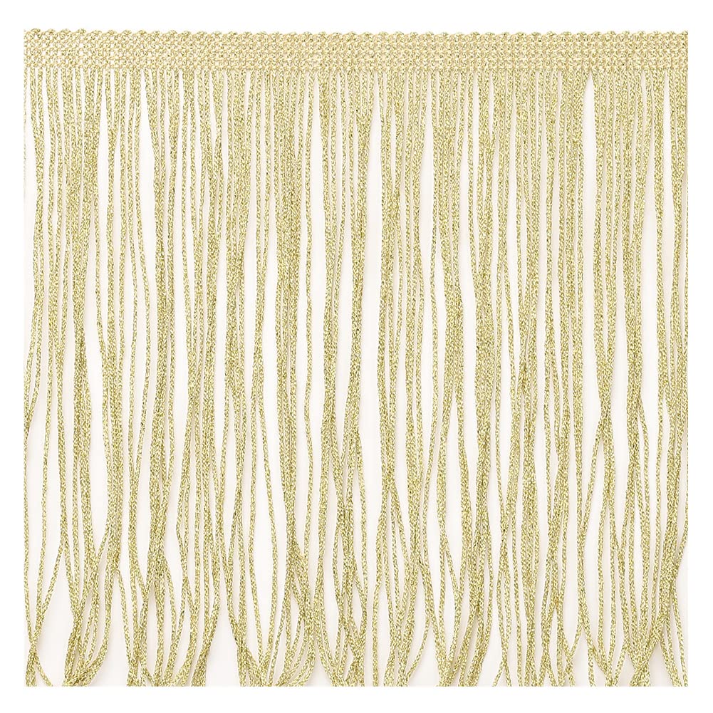 2 Yards Fringe TrimTassel 8 inch Wide for Clothes Accessories and Latin Wedding Dress and DIY Lamp Shade Decoration (3-Gold)