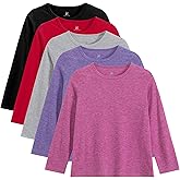 Kiiavoro 5 Pack Girls Long Sleeve Shirts Soft Crewneck Long-Sleeve T-Shirts Basic Tagless Layering Tees