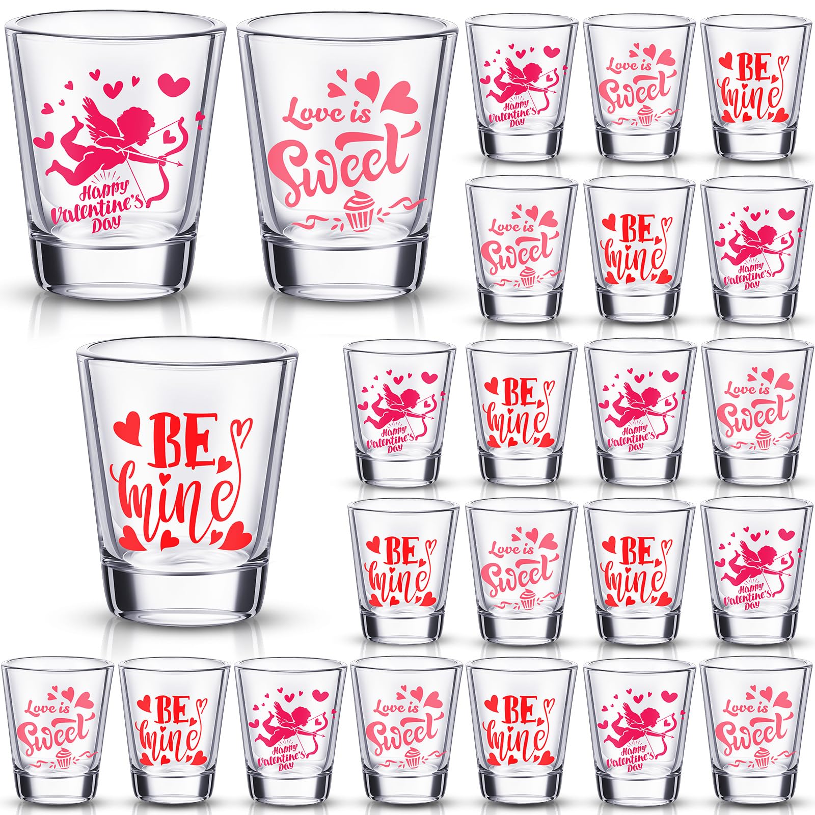 Uiifan 24 Pcs Valentine's Day Shot Glasses Bulk 2