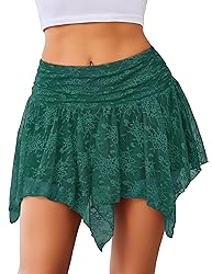 Avidlove Green Mini Skirts for Women Flowy Lace