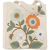 Perseverance Trade Aesthetic Embroidery Tote Bag for Lady Cute Reusable Canvas Shoulder Bag for Girls Women Shopping Grocery