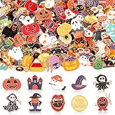 SANNIX 110Pcs Halloween Enamel Pins, Skull Pumpkin Ghost Spooky Brooch | 55 Styles, Halloween Bat Spiderweb Lapel Badges, Backpack Clothing Bags Hats Accessories, For Party Favors Basket Filler