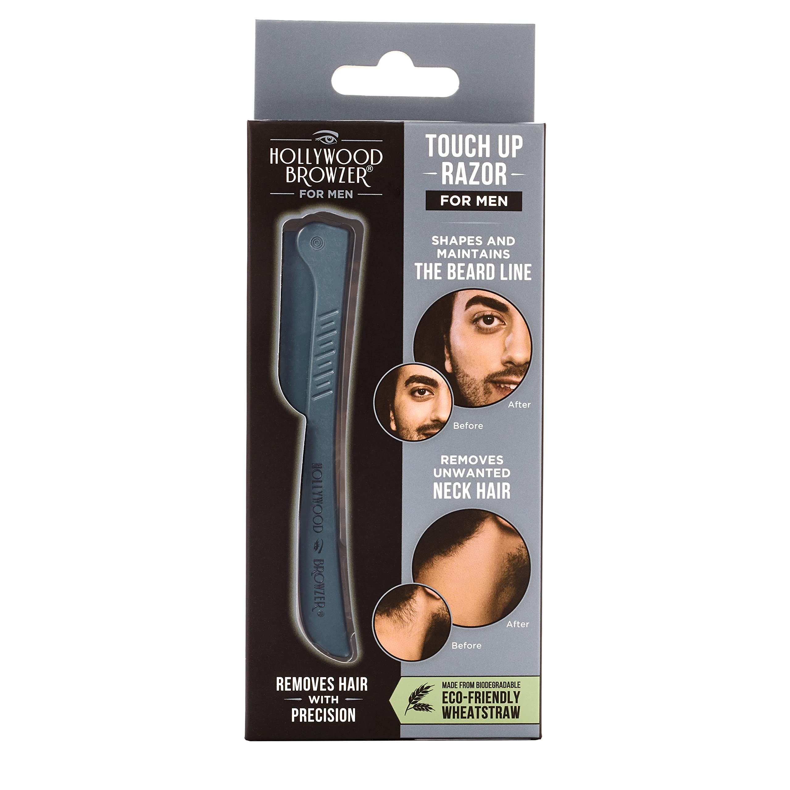 Hollywood Browzer Men's Touch Up Razor - Maintain Beard Line - Remove Neck Hair - Slate Grey