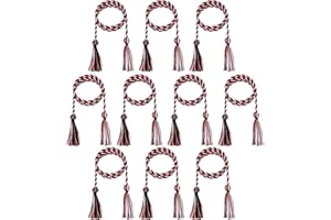D DODOU 10 Pieces Graduation Cords Polyester Graduation Honor Braided Cords with Sewing Tassels for Bachelor, Master, Doctor 68" Long (Black White Red)