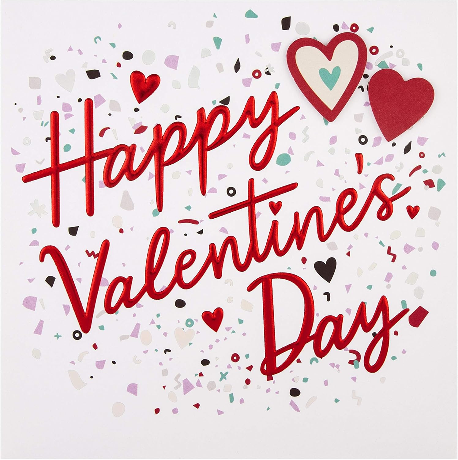 Hallmark Valentines Day Card, Classic Red Hearts & Text Design, Red, Foiled Confetti & Hearts, 16 cm by 16 cm - Image 3