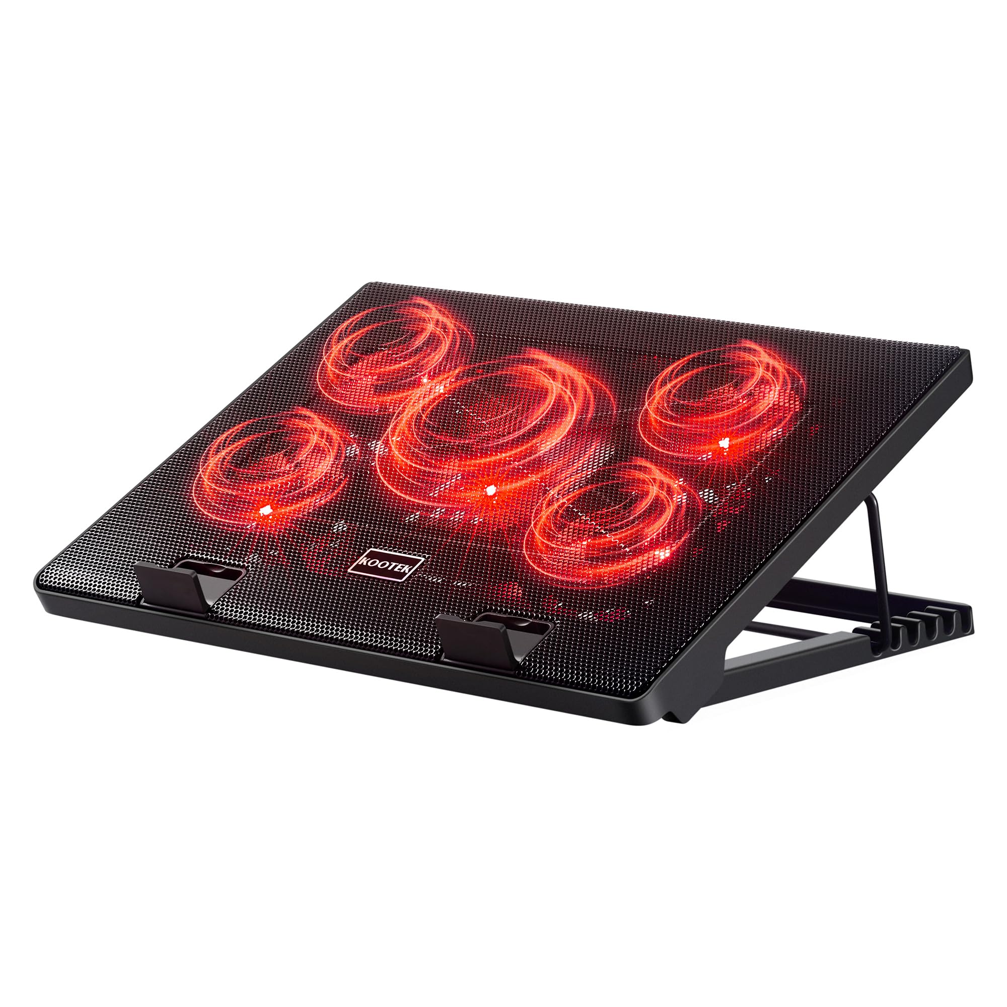 Photo 1 of Kootek Laptop Cooling Pad, Laptop Cooler with 5 Quiet Fans for 12"-17" Computer PC Notebook Gaming Laptop Fan, Height Adjustable Laptop Cooling Stand Laptop Accessories, Red