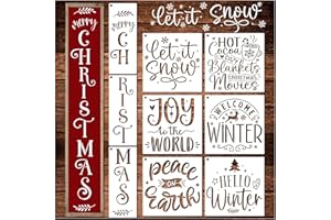 YANROOM Christmas Stencils for Painting on Wood Crafts Large Holiday Winter Xmas Merry Stencil Reusable for Adult Ornament Paint Card Wall Porch Sign Glass Fabric Door (9 Christmas Sign)