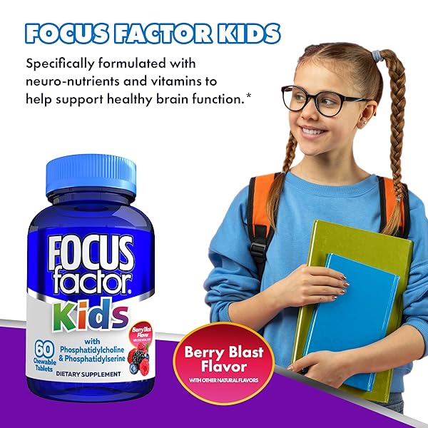 FOCUS FACTOR KIDS COMPLETE DAILY CHEWABLE VITAMINS: MULTIVITAMIN & NEURO NUTRIENT (BRAIN FUNCTION) W/VITAMIN B12, C, D3-60 COUNT