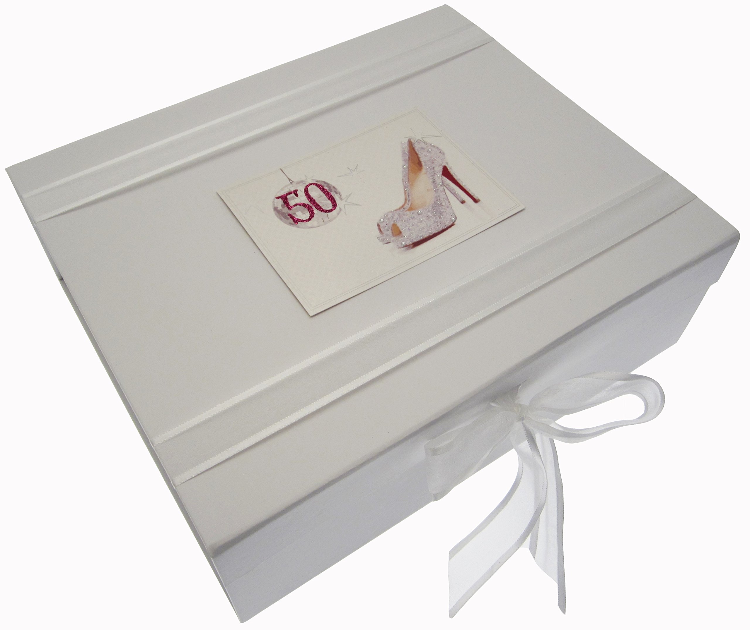 White Cotton Cards 50th Birthday Keepsake Box Glitter Ball and Shoes (Large)