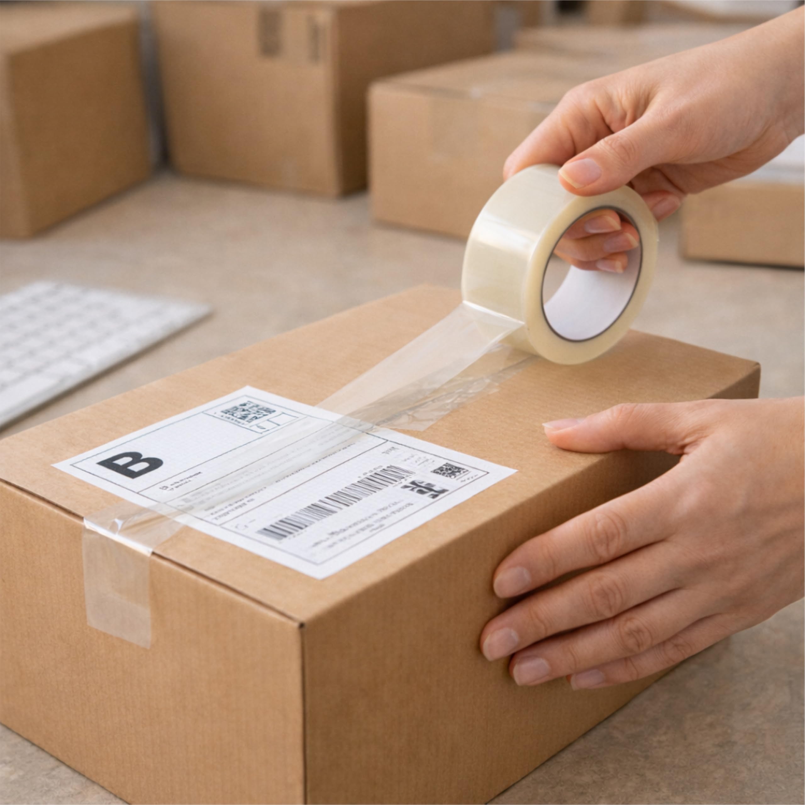 TK Gruppe Timo Klingler 6x Klebeband klar 66 Meter - extra stark - transparent - Packband Paketband Paketklebeband Verpackungsband für Verpackungen wie Pakete, Paketbandabroller 5