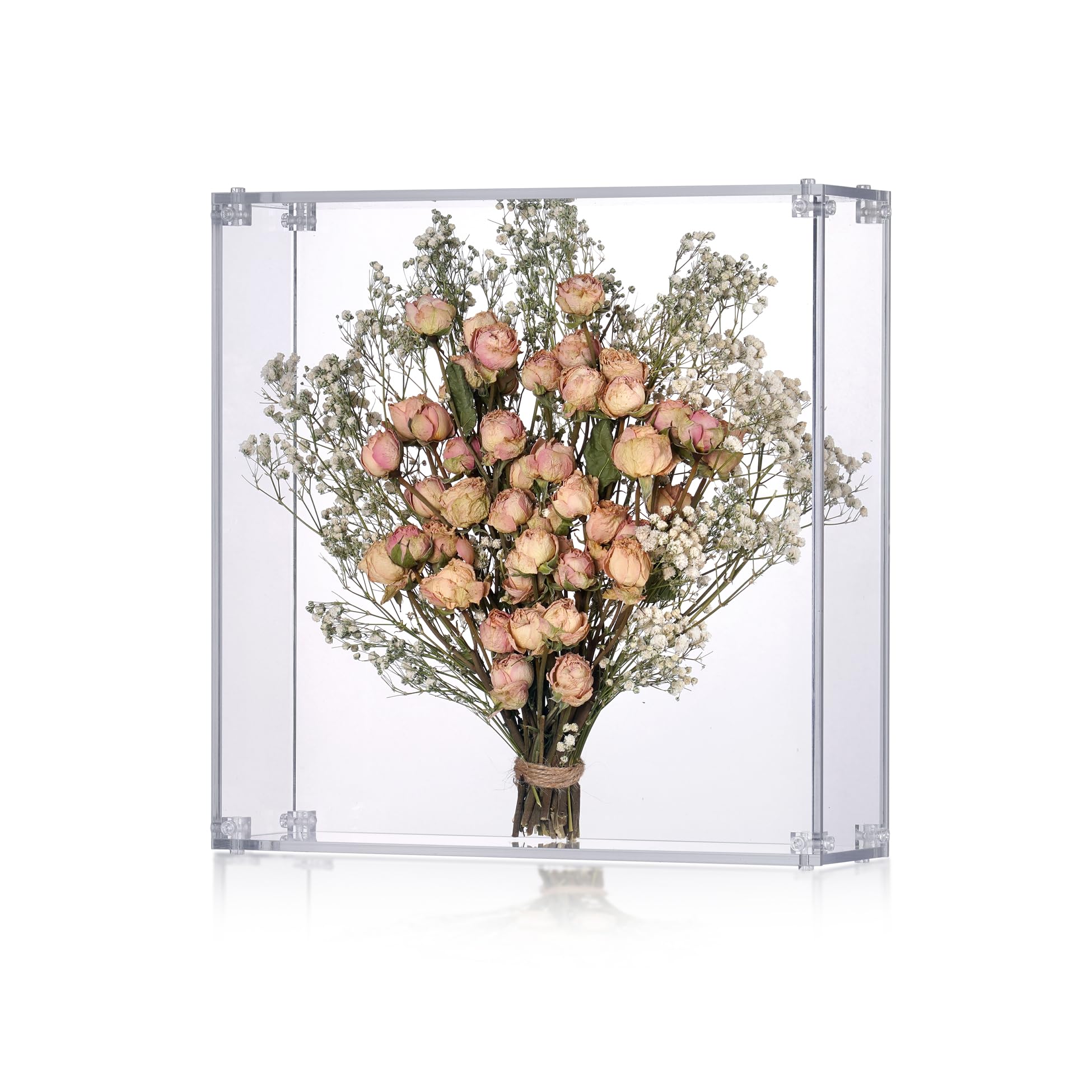 Photo 1 of MarccTipton 11.2x11.2 Acrylic Shadow Box, Assemble Display Case, DIY Tabletop/Wall Mount Display Frame, All Clear Memory Box for Dried Flowers/Kids Room/Birthday/Wedding(11.2x11.2x3”, Assemble Frame)