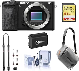 Sony Alpha a6600 Mirrorless Digital Camera Body (ILCE6600/B) Bundle with Peak Design Bag, Extra Battery, 64GB SD Card, Neck Strap, Cleaning Kit