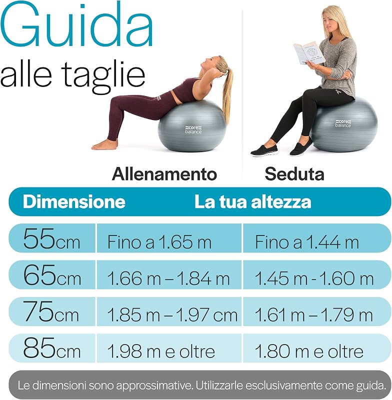 Palla da Ginnastica Anti-Scoppio, Grigio, 55 cm