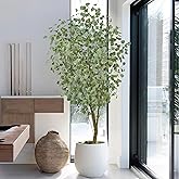 Roselywed Artificial Eucalyptus Tree 7FT with 1040 Leaves Realistic Tall Large Faux Tropical Plant 82 Inch Black Pot for Indoor Home Office Poolside Porch Mall Hotel School Decor Housewarming Gift