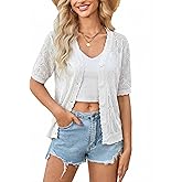 Yekaty Womens 2026 Short Sleeve Crochet Summer Cardigan Cropped Button Sweater Lightweight Shrug for Dress