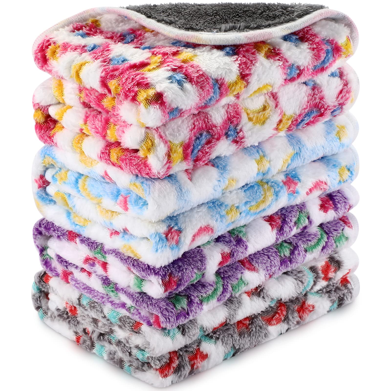 4 Pcs Waterproof Guinea Pig Blankets Washable Small Animal Fleece Bedding Absorbent Guinea Pig Cage Liners Reusable Pet Pee Pad Sleep Mat Pad Cover for Hamster Ferret (Moons and Stars, 24 x 16 Inch)