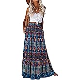 Bsubseach Maxi Skirts for Women 2026 Boho Skirt Long Flowy Skirts A Line Floral Skirt with Pockets Bohemian Trendy Summer