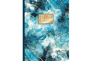 2025-2029 Monthly Planner 5 years: 8.25x11" Size - From January 2025 to December 2029 - Marble Cover Design.