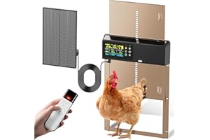 Tephrotrak Automatic Chicken Coop Door Solar Powered with Remote Control, Timer and Light Sensor, 4 Modes, Color LCD Display, Aluminum Chicken Door with Adjustable Anti-Pinch