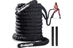 Brobantle Battle Rope 1/1.26/1.5/2 Inch Diameter,Pink 30FT/40FT/50FT Exercise Workout Ropes for Home Gym Heavy Weighted Training Rope for Working Out