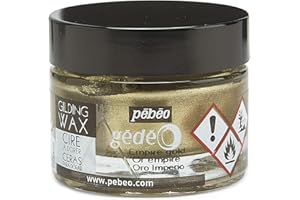 Pebeo Gilding Wax - Metallic Gilders Paste - Antiquing Wax for Furniture - Plaster - Glass - Paper - Metal - and More - Art and Craft Supplies - 5.6 Ounce Jar - Empire Gold