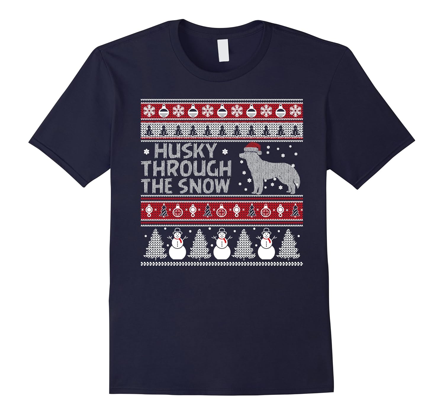 Husky Through The Snow Dog Lovers Christmas T-Shirt-ANZ