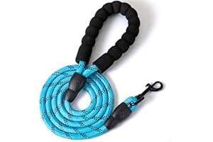 Nylon Dog Training Leash, with Soft Padded and Anti Slip Comfortable Rope Handle, 5 FT Strong Dog Leads, Highly Reflective Do