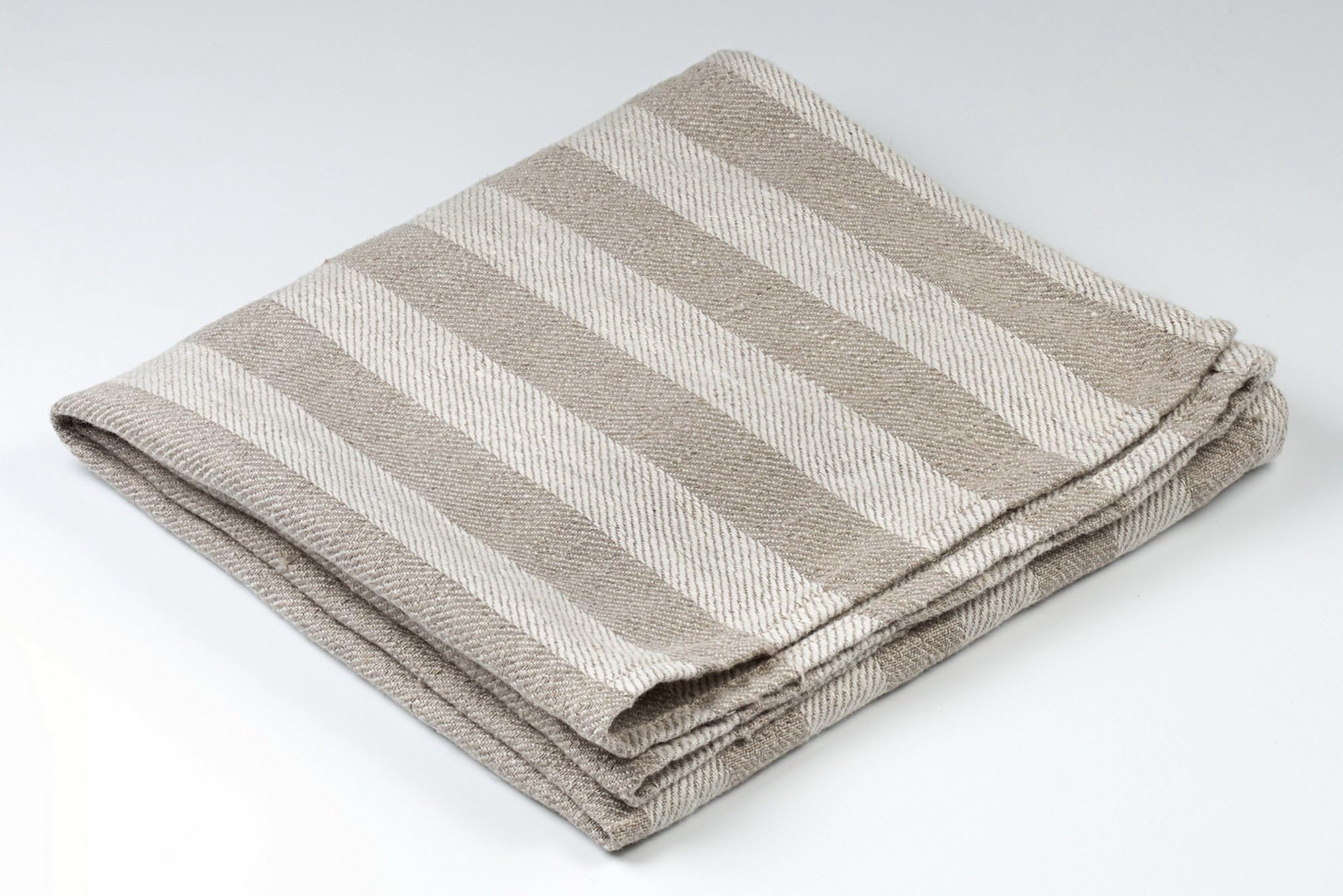 BLESS LINEN Jacquard Striped Pure Linen Flax Hand Kitchen Towel, 16 x 30 Inches, Grey/White