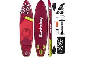 SUNHOKEY 11'×34'' Extra Wide Inflatable Paddle Board with Seam Welded Technology, Stand Up Paddle Board, 420lb Capacity for Adults, Sup Board for All-Level with 2-Blade Paddle/Dual-Action Pump/Leash