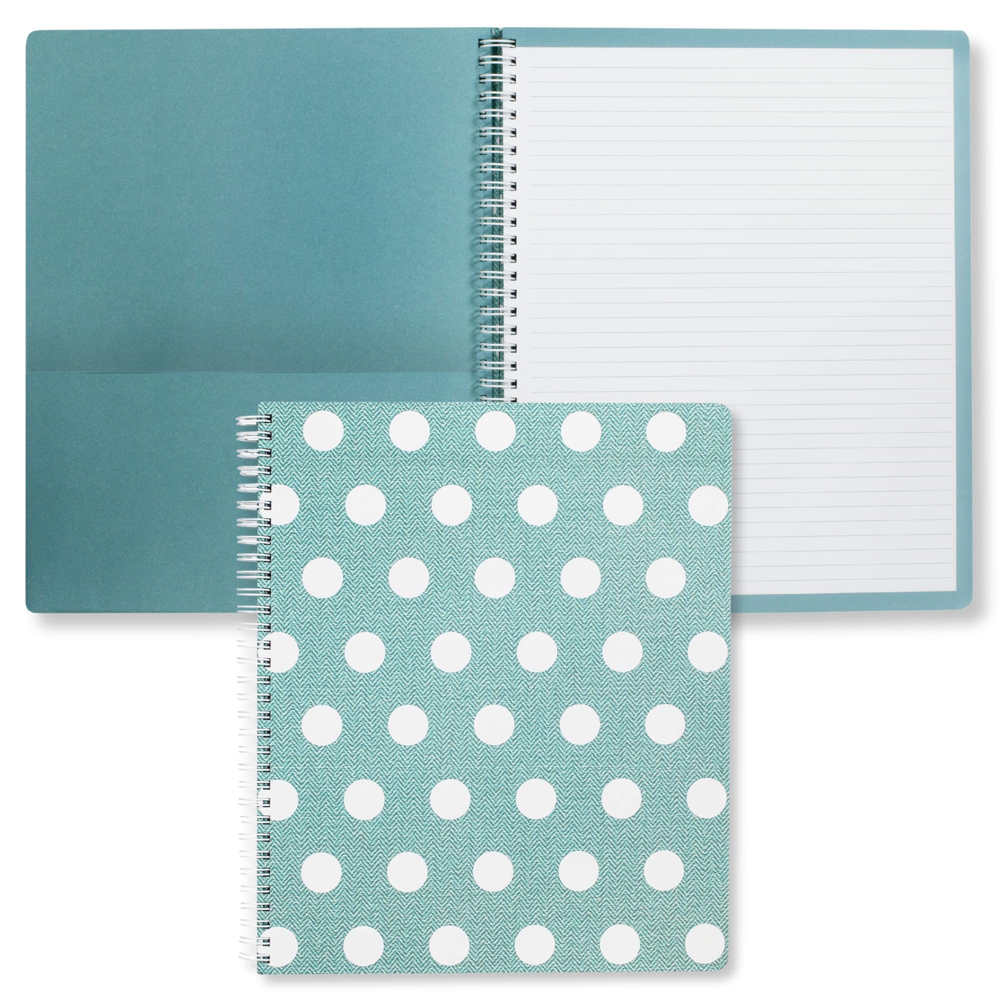 Steel Mill & Co Cute Large Spiral Notebook College Ruled, 11" x 9.5" with Durable Hardcover and 160 Lined Pages, Textured Large Dots