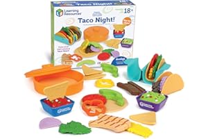 Learning Resources New Sprouts Taco Night - Kitchen Pretend Play Food for Kids, Grocery Store Accessories, Gifts for Boys and Girls, Ages 18 Months+,28 Pieces