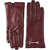 Bruno Magli Women’s Horsebit Detail Leather Touch Screen Gloves – Soft Cashmere Lined Winter Glove Set for Women