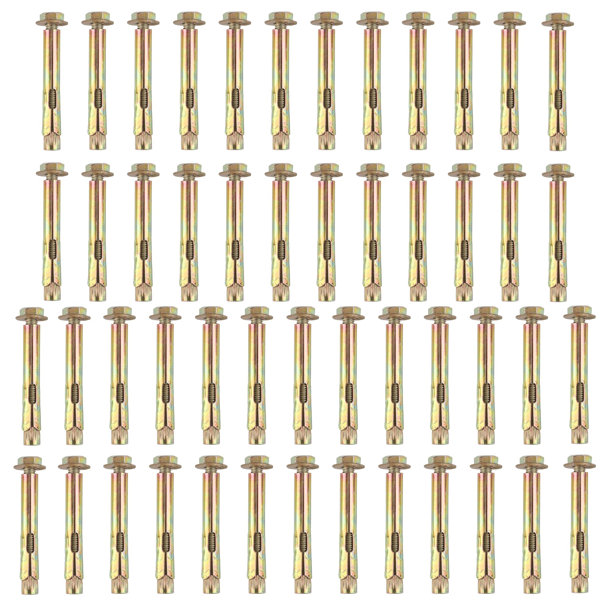 YKUKIZEE 50 Pcs Expansion Screw Bolts, M6 x 8 x 60 mm Hex Nut Expansion Bolt Sleeve Anchors, Heavy Duty Concrete Anchor Bolts Carbon Steel for Masonry Brick Cavity Wall Fixings