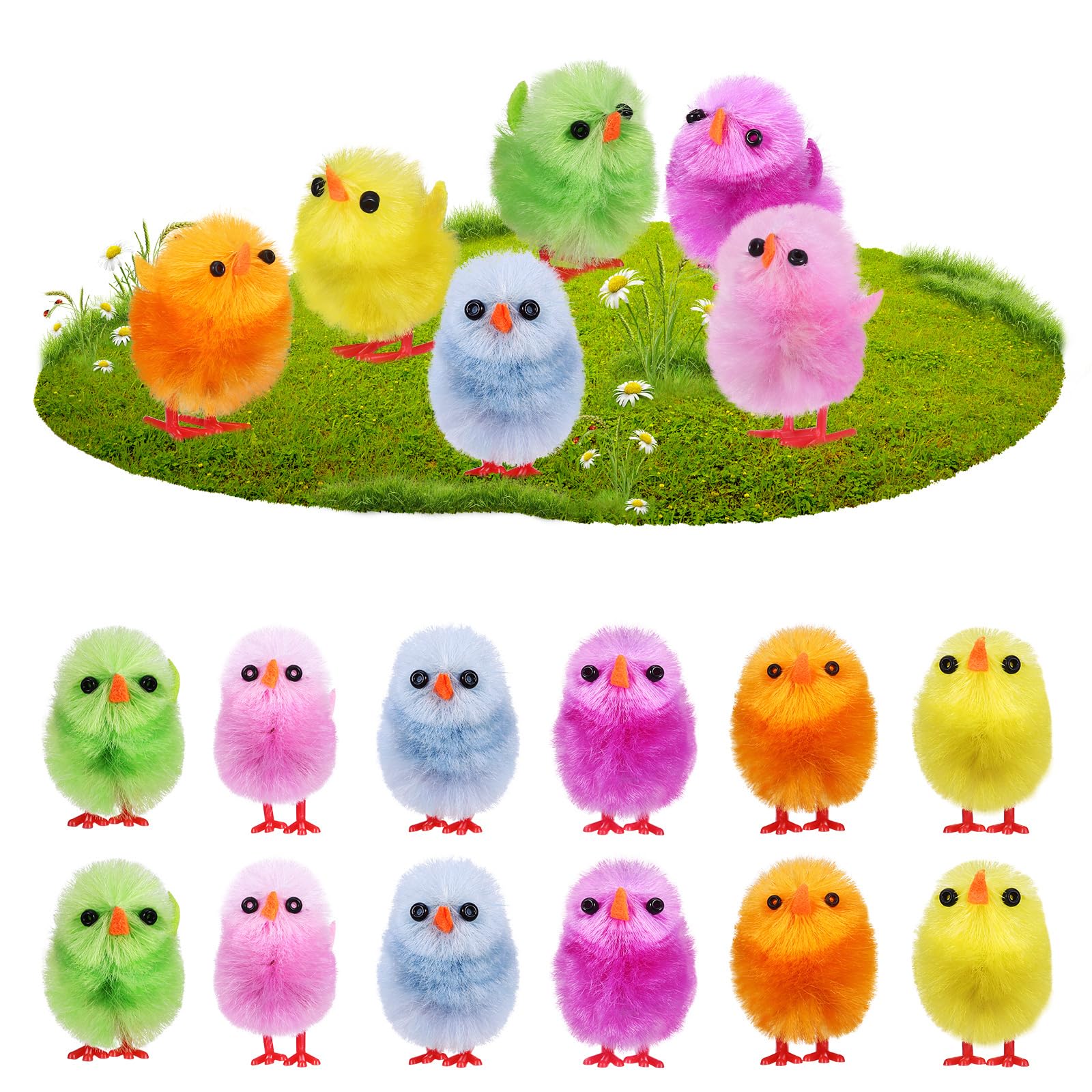 Photo 1 of BESPORTBLE 18 Pcs Easter Mini Chicks Plush Decorations - Soft Multi-Color Fuzzy Chicken Figurines for Table Decor, DIY Crafts, Party Favors
