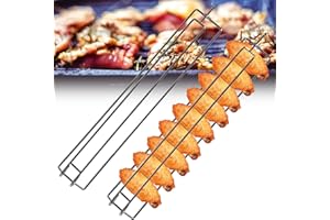 MACTANO 8PCS Chicken Wing BBQ Fork, Stainless Steel Chicken Wing Grilling Rails