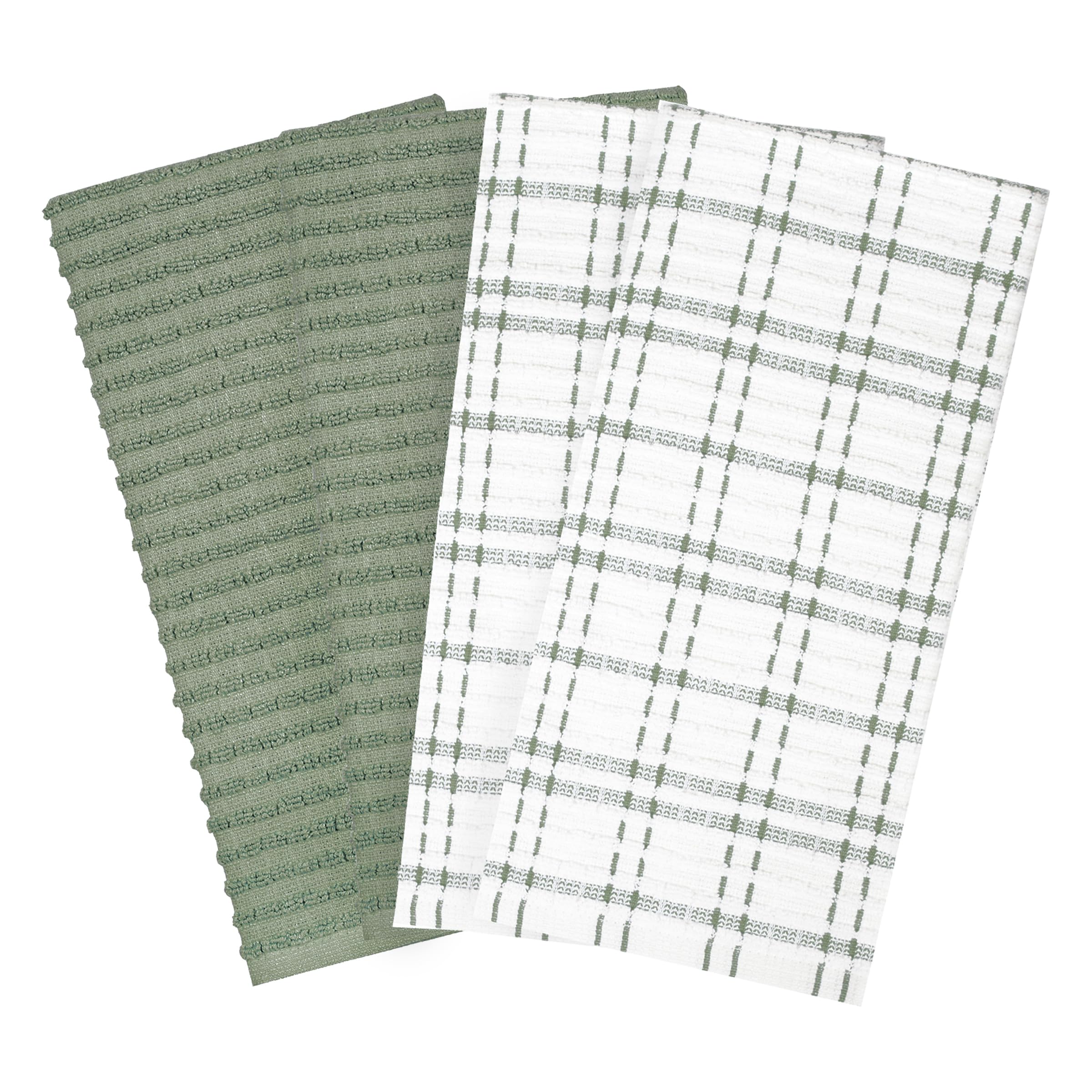 Ritz Royale Collection 100% Combed Terry Cotton, Highly Absorbent, Oversized, Kitchen Towel Set, 28" x 18", 4-Pack, Solid and Coordinate, Juniper Image