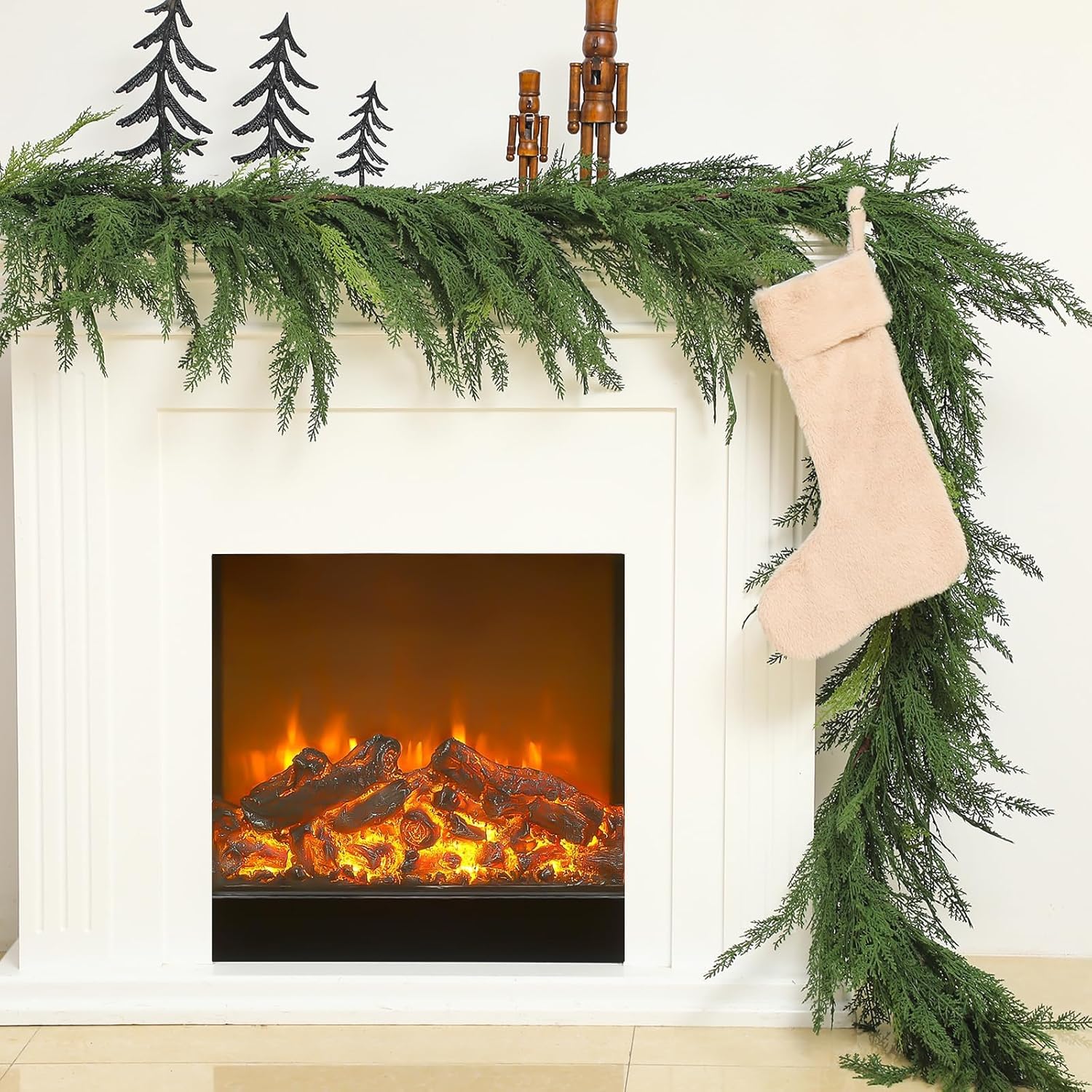 View 1 of ***(USED)***Jutom 1 PCS Christmas Cedar Garland - 6 ft Classic Green Realistic Soft Artificial Faux Cedar Pine Garland Decoration for Home Mantel & Stairs - Holiday Party Winter Decor