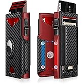 Iitrrs Airtag Wallet for Men, Minimalist Slim Mens Wallet Smart Pop Up Credit Card Holder for 9-13 Cards, RFID Blocking Wallet with ID Window & Cash Slot, Compact Bifold Metal Aluminum Card Case