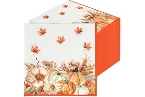 ATFUNSHOP Fall Napkins Thanksgiving 50PCS 6.5X6.5“ Disposable Paper Napkins for Fall Party Supplies Thanksgiving Dinner Party Table Decorations