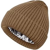 vidsel Satin Lined Wool Beanie Hat for Women Men Winter Cold, Warm Knit Fashion Cuffed Beanie Skull Cap Watch Cap