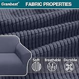 Granbest 3 Seater Sofa Cover Gray Stretch Non Slip for Pets Soft Fabric view 4