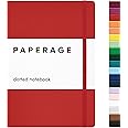 PAPERAGE Dotted Journal Notebook, (Red), 160 Pages, Medium 5.6 inches x 8 inches - 100 GSM Thick Paper, Hardcover