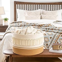 KAKAMAY Large Blanket Basket (20"x13"),Woven