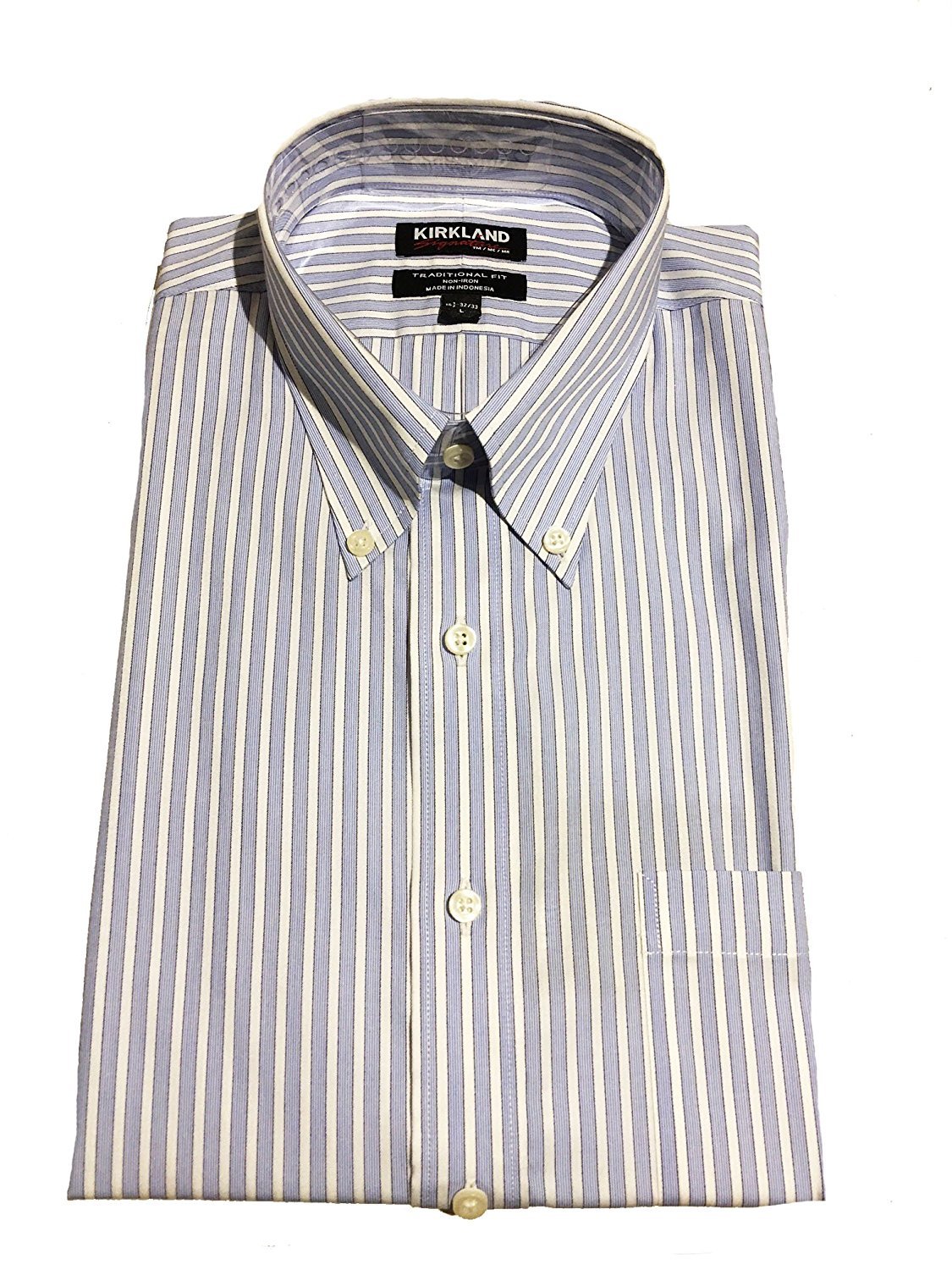 Kirkland Signature Mens Button Down Dress Shirt Blue Stripe | Desertcart  Brunei