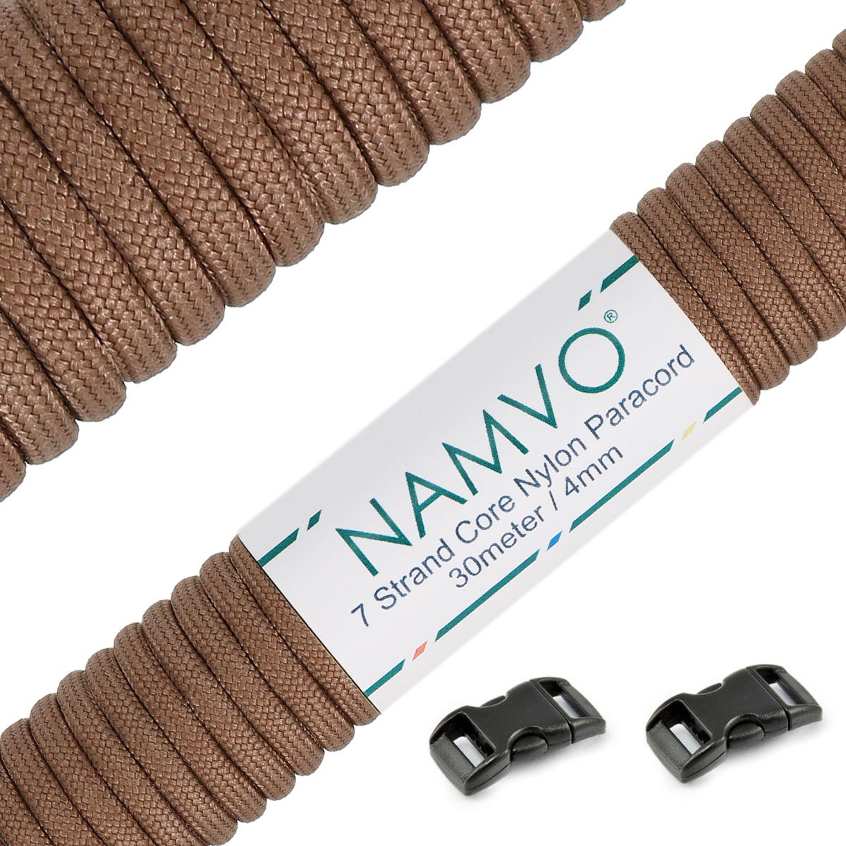 Namvo 550 Paracord Mil Spec Type III 7 strand parachute cord Total Length 100ft / 30 Meters, Khaki